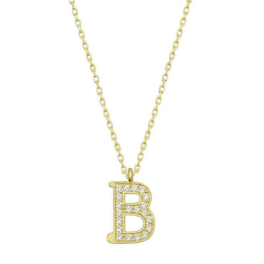 Gold Plated B Letter Women's Silver Necklace