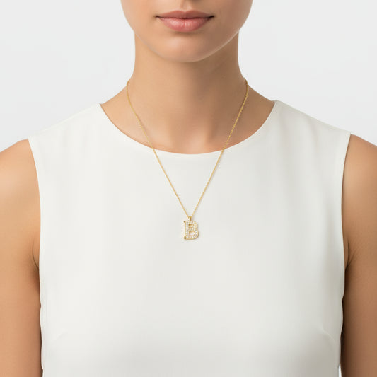 Gold Plated B Letter Women's Silver Necklace