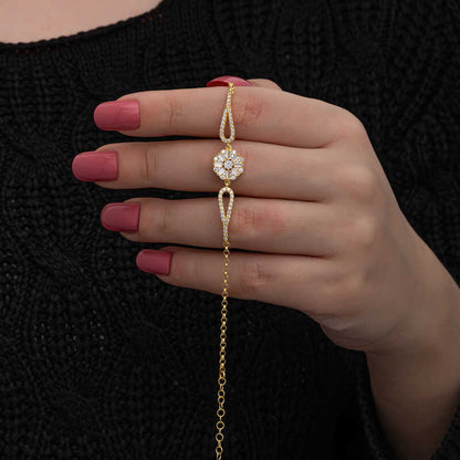 Gold Plated Baguette Stone Women's Silver Bracelet