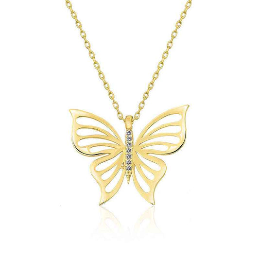 Gold Plated Spring Butterfly Women's Silver Necklace