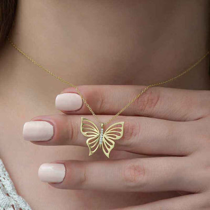 Gold Plated Spring Butterfly Women's Silver Necklace