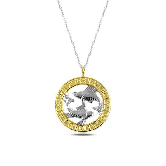 Gold Plated Pisces Zodiac Silver Necklace