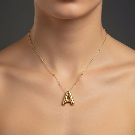 Gold Plated Balloon A Letter Women's Silver Necklace