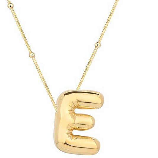 Gold Plated Balloon Letter E Women's Silver Necklace