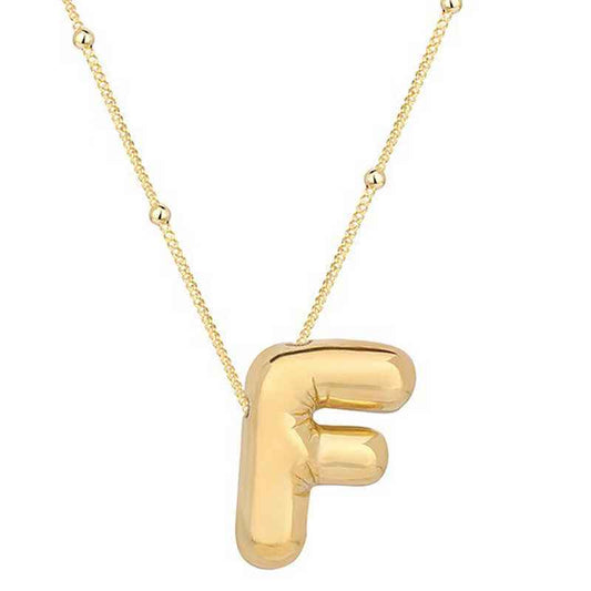 Gold Plated Balloon F Letter Women's Silver Pendant