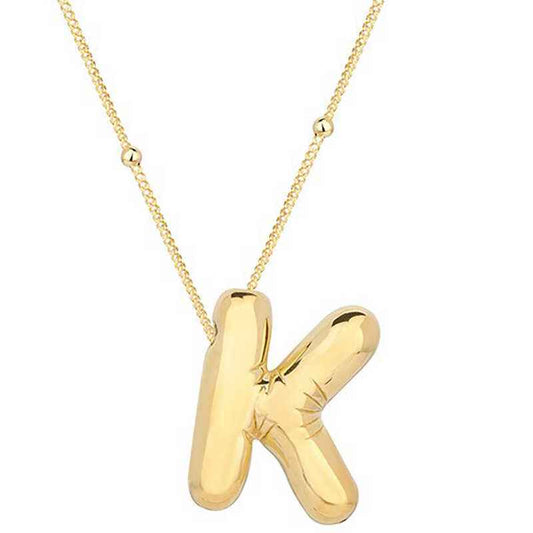 Gold Plated Balloon Letter K Women's Silver Necklace