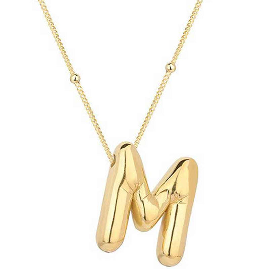 Gold Plated Balloon M Letter Women's Silver Pendant