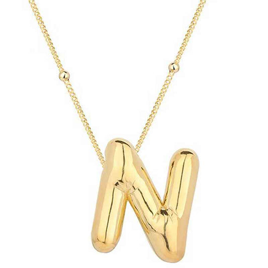 Gold Plated Balloon N Letter Women's Silver Necklace