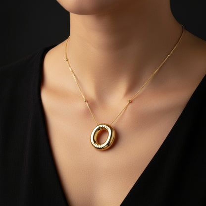 Gold Plated Balloon O Letter Women's Silver Necklace