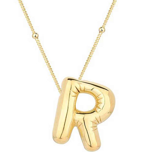 Gold Plated Balloon Letter R Women's Silver Necklace