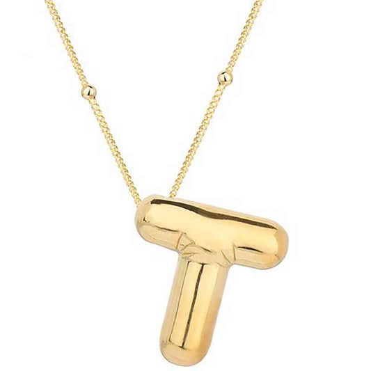 Gold Plated Balloon T Letter Women's Silver Necklace