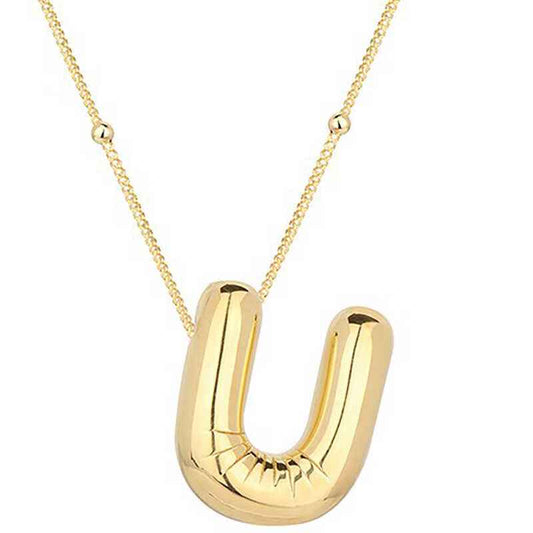 Gold Plated Balloon U Letter Women's Silver Pendant