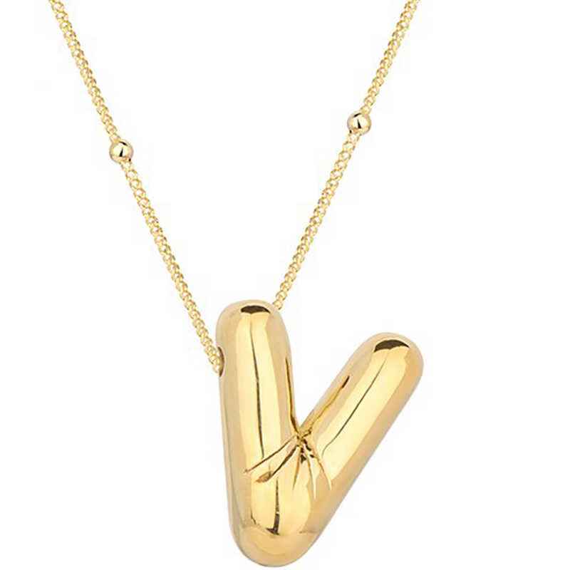 Gold Plated Balloon V Letter Women's Silver Pendant