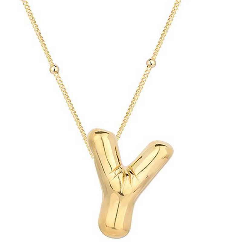 Gold Plated Balloon Y Letter Women's Silver Necklace