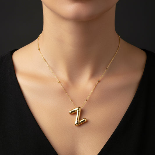 Gold Plated Balloon Letter Z Women's Silver Necklace