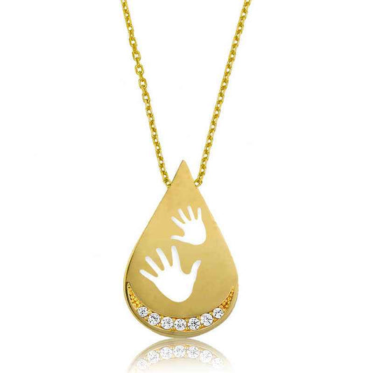 Gold Plated Baby Hands Women's Silver Necklace