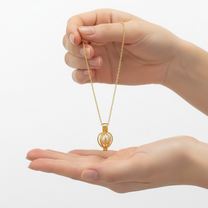 Vergoldete weiße Perlen-Damen-Silberkette