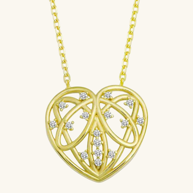 Gold Plated Domed Heart Women's Silver Necklace