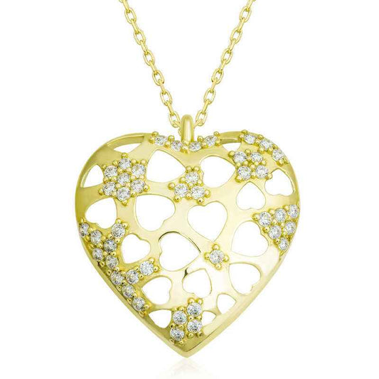 Gold Plated Domed Heart Women's Silver Pendant