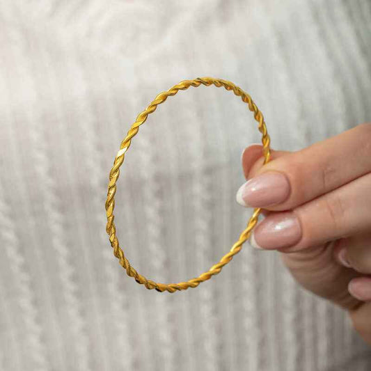 Gold Plated Double Twist Women's Silver Bangle