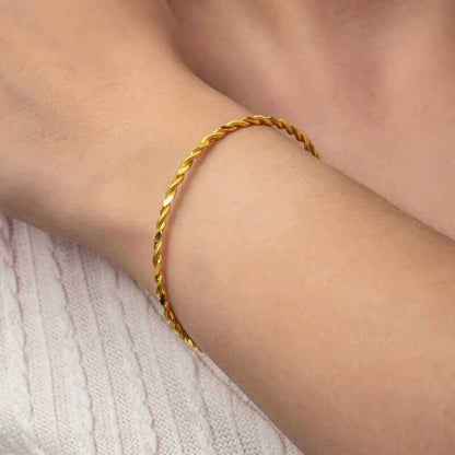 Gold Plated Double Twist Women's Silver Bangle