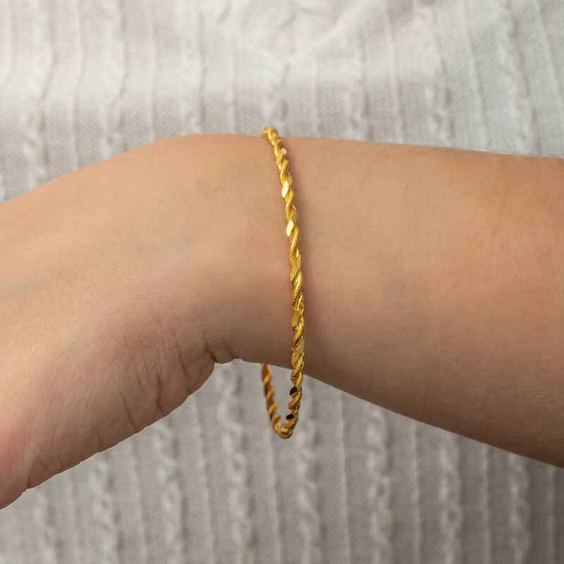 Gold Plated Double Twist Women's Silver Bangle