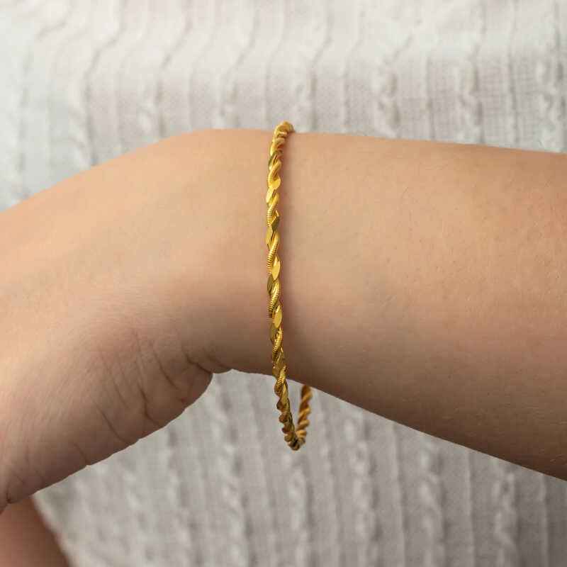 Gold Plated Double Twist Women's Silver Bangle