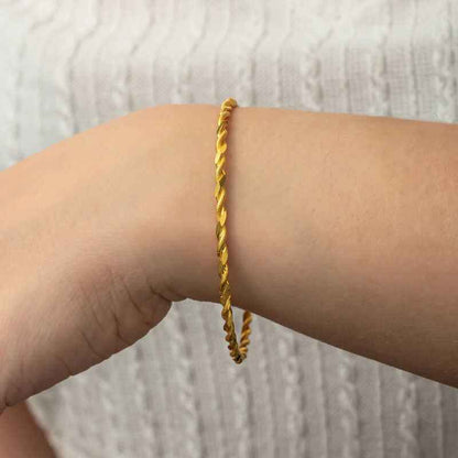 Gold Plated Double Twist Women's Silver Bangle