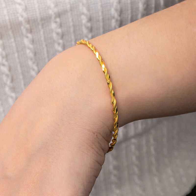 Gold Plated Double Twist Women's Silver Bangle
