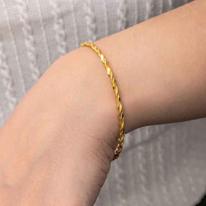 Gold Plated Double Twist Women's Silver Bangle