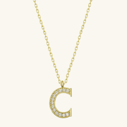 Gold Plated C Letter Women's Silver Necklace