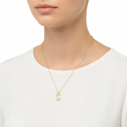 Gold Plated Ç Letter Women's Silver Necklace