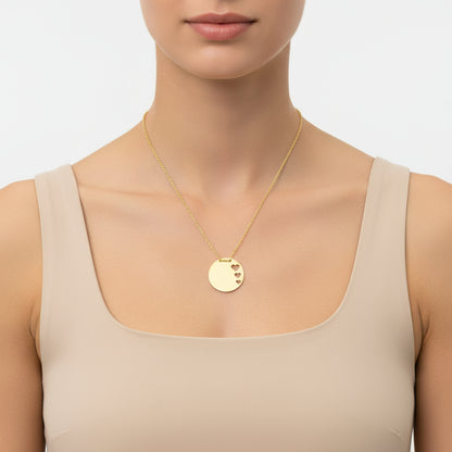 Gold Plated Circle Heart Women's Silver Necklace