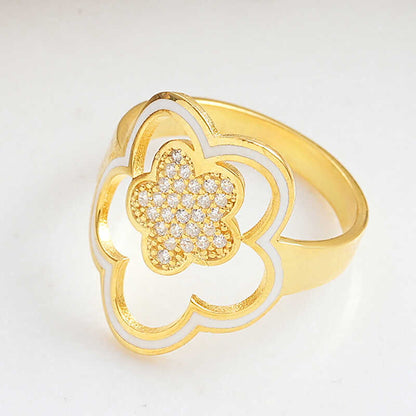 Bague en argent plaqué or à motif floral pour femme