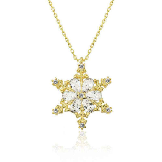 Gold Plated Snow Flower Women's Silver Necklace