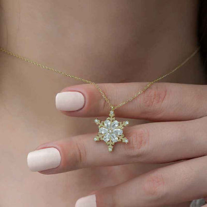 Gold Plated Snow Flower Women's Silver Necklace