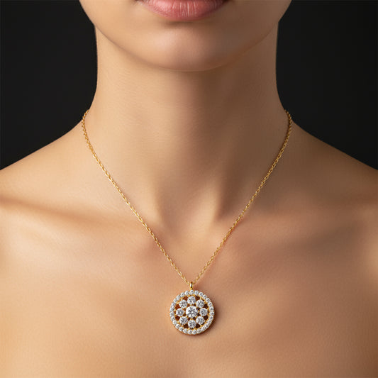 Vergoldete Blume Damen Silber Halskette