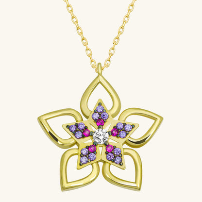 Vergoldete Blume Damen Silber Halskette