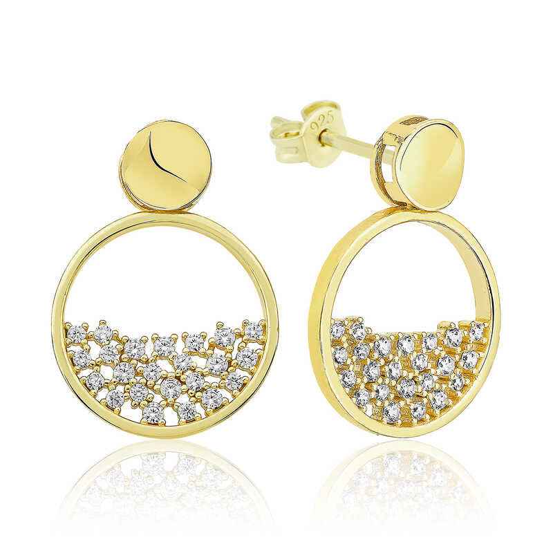 Gold Plated Dew Drop Women's Silver Earrings