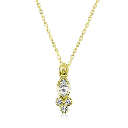 Gold Plated Dewdrop Shuttle Solitaire Women's Silver Necklace