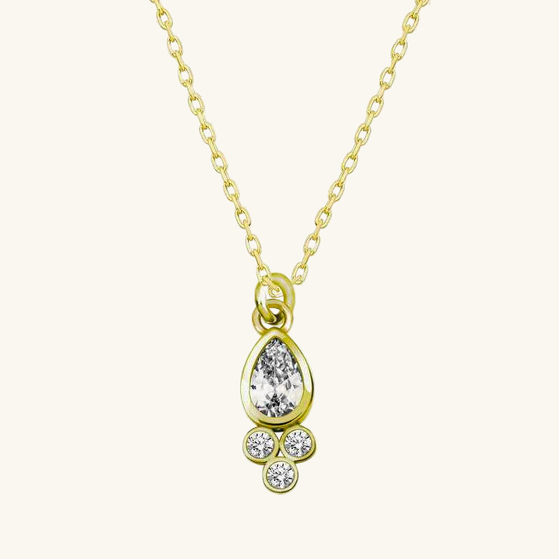 Gold Plated Dewdrop Solitaire Women's Silver Necklace