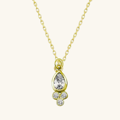 Gold Plated Dewdrop Solitaire Women's Silver Necklace