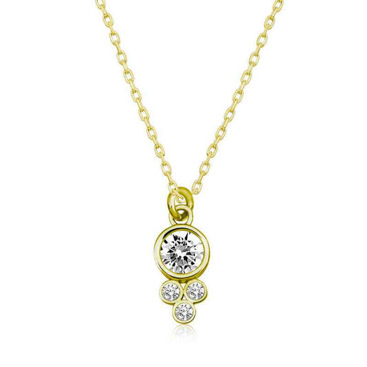 Gold Plated Dewdrop Round Solitaire Women's Silver Necklace