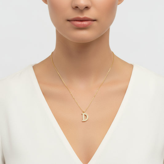 Gold Plated D Letter Women's Silver Necklace