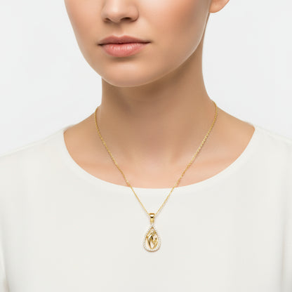Collier mère-enfant en argent plaqué or avec pendentif goutte