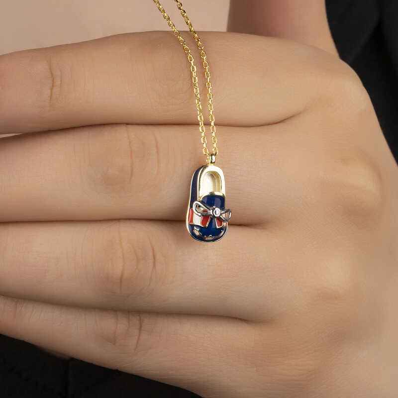 Gold Plated Boys' Shoe Women's Silver Necklace