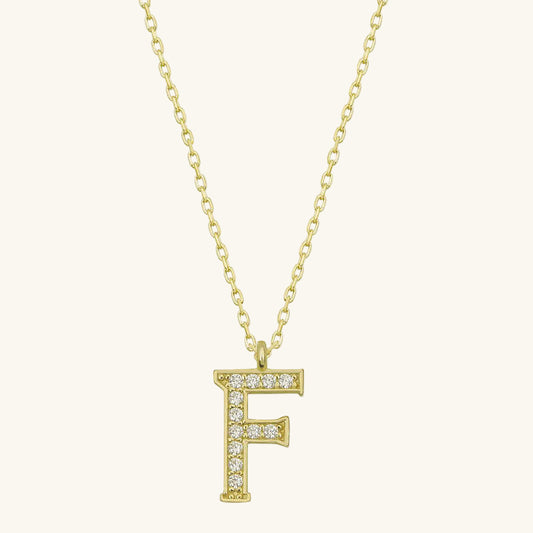 Gold Plated F Letter Women's Silver Necklace