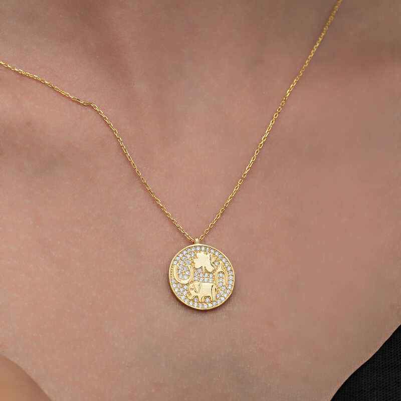 Gold Plated Elephant Motif Luck Women's Silver Necklace
