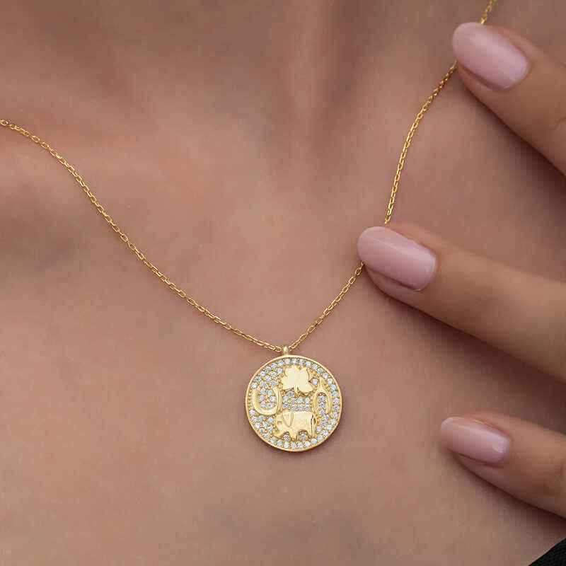 Gold Plated Elephant Motif Luck Women's Silver Necklace