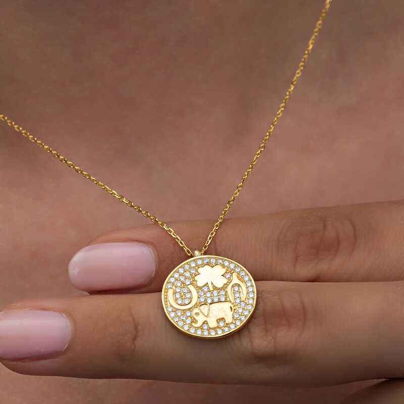 Gold Plated Elephant Motif Luck Women's Silver Necklace